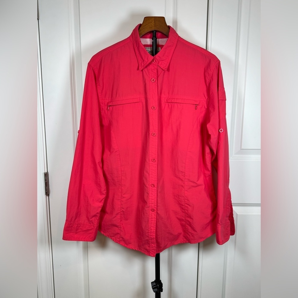 Bimini Bay Men’s Large Coral Pink Fishing Shirt Vented Quick Dry Outdoor UPF